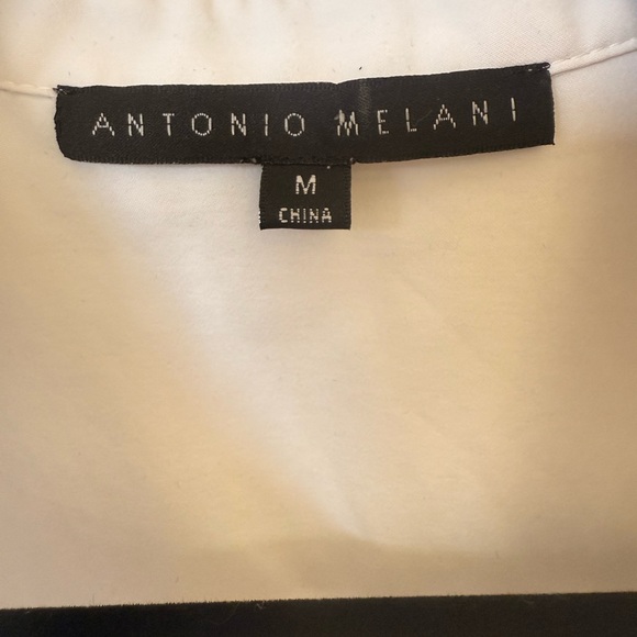 Antonio Melani white cold shoulder shirt puffy sleeves size M - Picture 8 of 8